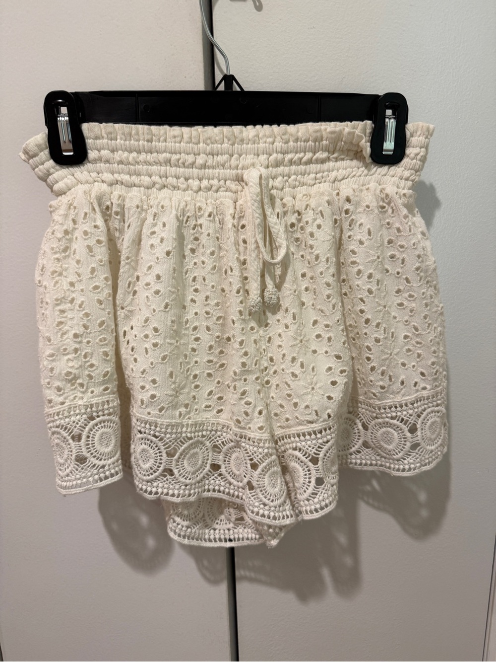 Surf Gypsy Cream Smocked Waist Pull-On Shorts